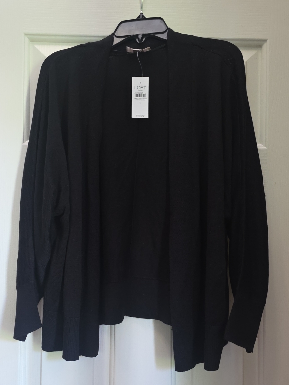 LOFT Black Open-Front Draped Cardigan